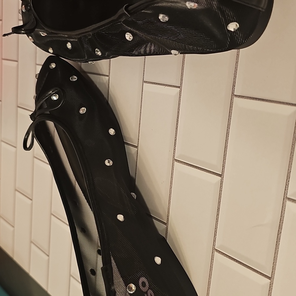SO Black Gem Stone Polka Dot Women's Flats - Picture 5 of 6